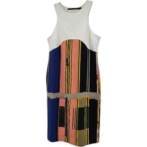 Gaetano Navarra Colorblock Sheath Dress Size 8 Luxury Office Chic Summer